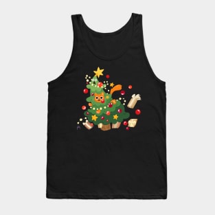 Orange cat energy in the Christmas Tree Tank Top